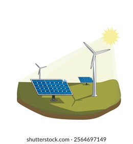 Renewable Energy: Ecological alternative electricity power generation vector design. Cool asset for education, training, research, presentation, development, and demonstration materials.