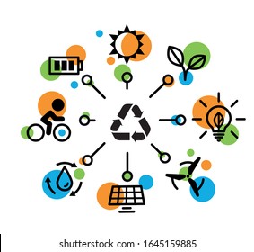 Conjunto de iconos vectoriales de Ecología y Reciclaje.