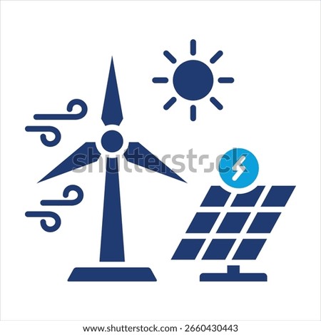 Renewable Energy Flat Blue Icon Vector Illustration