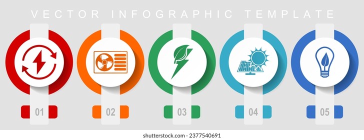 Renewable energy flat design icon set, miscellaneous icons such as heat pump, green power and solar energy, vector infographic template, web buttons collection