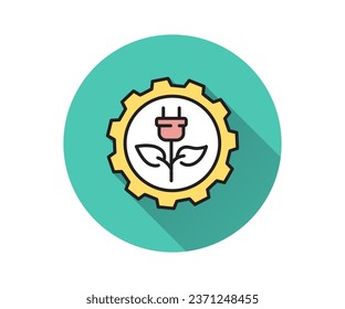 Renewable Energy flat icon. Simple illustration with long shadow.