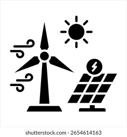 Ilustración vectorial de icono de glifo de energía renovable
