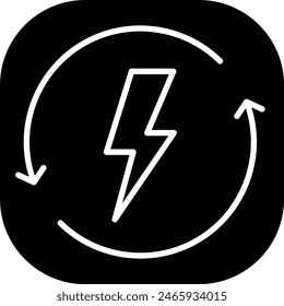 Erneuerbare Energien Green City Ikone mit schwarzen Linien Umriss Stil: Ökologie, Erneuerbare, Energie, Strom, Strom, Umwelt, grün. Vektorillustration