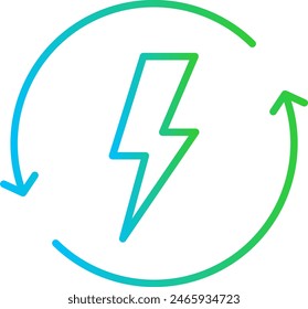 Renewable energy green city icon with blue and green gradient outline style. ecology, renewable, energy, electricity, power, environment, green. Vector Illustration