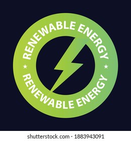 renewable energy green color vector stamp