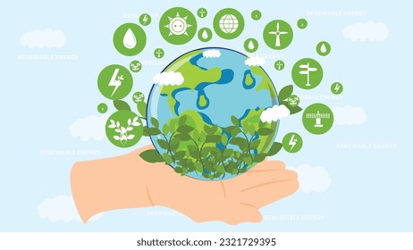 Renewable Energy for Green Earth and Ecological Sustainability Illustration 