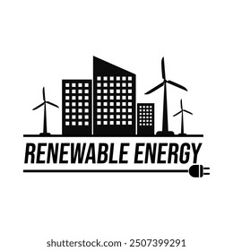 Renewable energy Green Environment Friendly Power Generation Icon Label Design Vector
