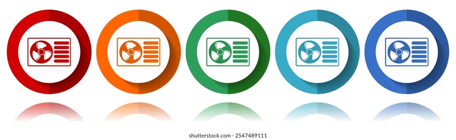 Renewable energy, heat pump vector icons, flat icon set for logo design, webdesign and mobile applications, colorful web button collection in eps 10