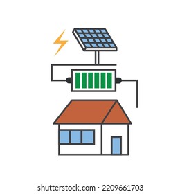 renewable energy and home icon. Ecological house with solar energy. climate crisis concept. vector.
