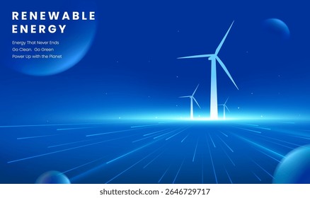 Renewable energy horizontal plate technology sense illustration wind turbine