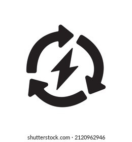 Renewable energy icon in black flat glyph, filled style isolated on white background