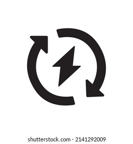 Symbol für erneuerbare Energien auf schwarz-weißem Hintergrund, gefüllt