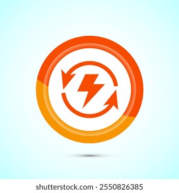 Renewable energy icon design illustration. Renewable power sign symbol, Orange Color Button Design