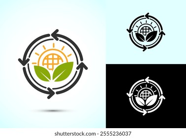 Renewable energy icon design illustration. Renewable power sign symbol