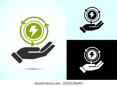 Renewable energy icon design illustration. Renewable power sign symbol