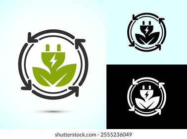 Renewable energy icon design illustration. Renewable power sign symbol