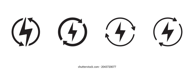 Renewable energy icon, ecology recycle electric power flat icon on white background