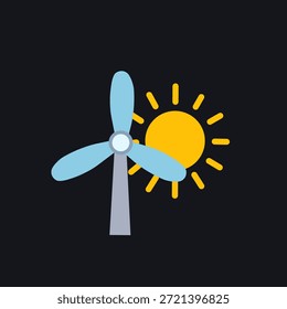 Icono de energía renovable en estilo plano para el concepto de energía limpia. Ideal para imágenes de sostenibilidad, contenido de acción climática y educación sobre energía ecológica.