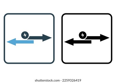 Renewable energy icon illustration. arrow icon with electricity. icon related to ecology, renewable energy. Solid icon style. Simple vector design editable