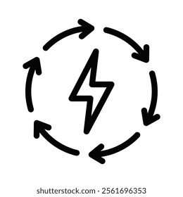 Renewable energy icon in line art style. Editable stroke.
