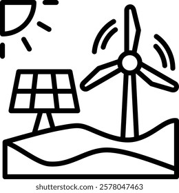 Renewable Energy Icon Line Vector Illustration