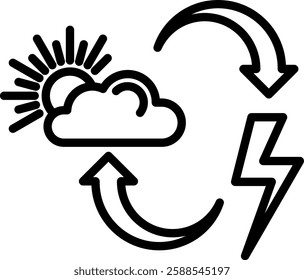 Renewable Energy Icon Line Vector Illustration