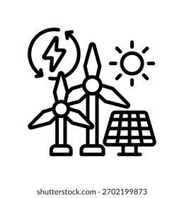 Renewable Energy Icon Line Vector Illustration