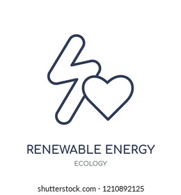Renewable energy icon. Renewable energy linear symbol design from Ecology collection. Simple outline element vector illustration on white background.