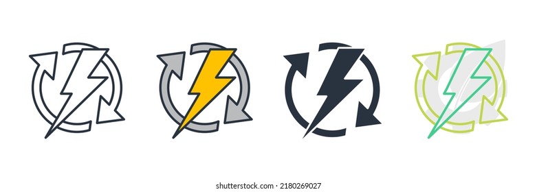 Logo für erneuerbare Energien, Vektorgrafik. Vorlage für das erneute elektrische Energiebild für die Grafik- und Webdesign-Kollektion