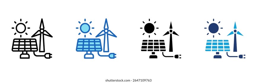 Renewable Energy icon Multi Style Vector Illustration