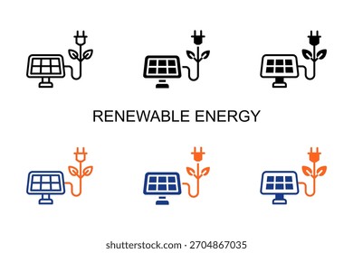 Renewable Energy Icon Multi Style Vector Illustration