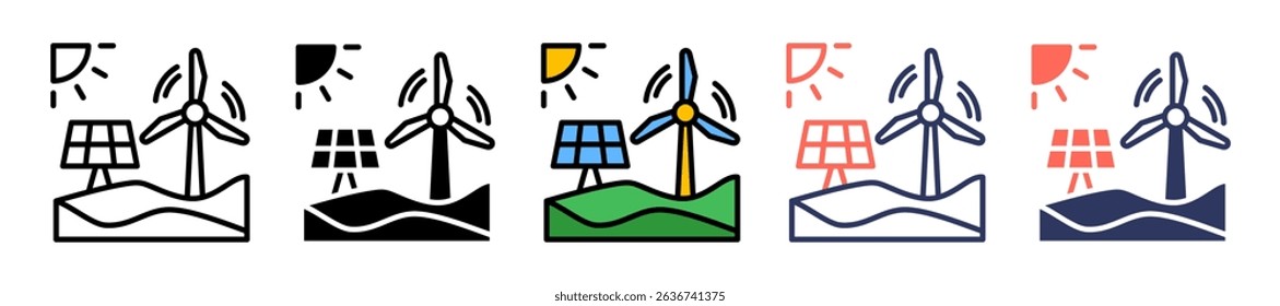 Renewable Energy Icon Multiple Vector Illustration