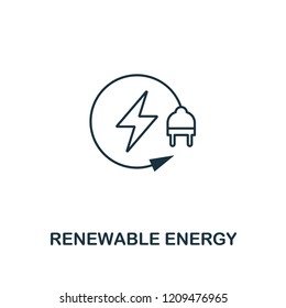 Renewable Energy icon outline style. Premium pictogram design from power and energy icons collection. Simple thin line element. Renewable Energy icon for web design, mobile apps and printing usage.