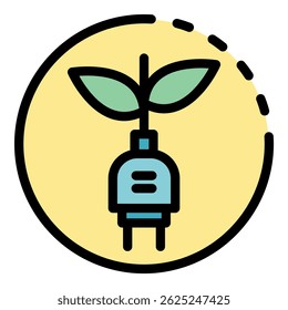 Renewable energy icon. Outline renewable energy vector icon color flat isolated