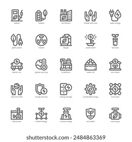 Renewable Energy icon pack for your website, mobile, presentation, and logo design. Renewable Energy icon outline design. Vector graphics illustration and editable stroke.