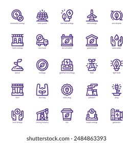 Renewable Energy icon pack for your website, mobile, presentation, and logo design. Renewable Energy icon basic line gradient design. Vector graphics illustration and editable stroke.