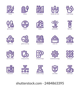 Renewable Energy icon pack for your website, mobile, presentation, and logo design. Renewable Energy icon basic line gradient design. Vector graphics illustration and editable stroke.