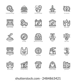 Renewable Energy icon pack for your website, mobile, presentation, and logo design. Renewable Energy icon outline design. Vector graphics illustration and editable stroke.