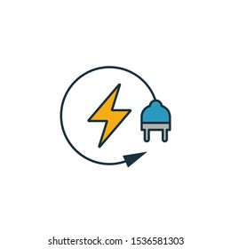 Renewable Energy icon set. Four elements in diferent styles from power and energy icons collection. Creative renewable energy icons filled, outline, colored and flat symbols.