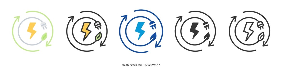 renovável energia ícone conjunto multi estilo coleção vários