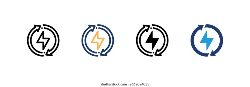 Renewable Energy icon set multiple style collection. Vector illustration.