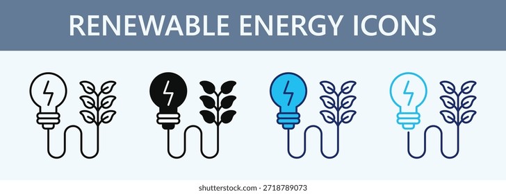 Renewable Energy Icon Set Multiple Style Collection