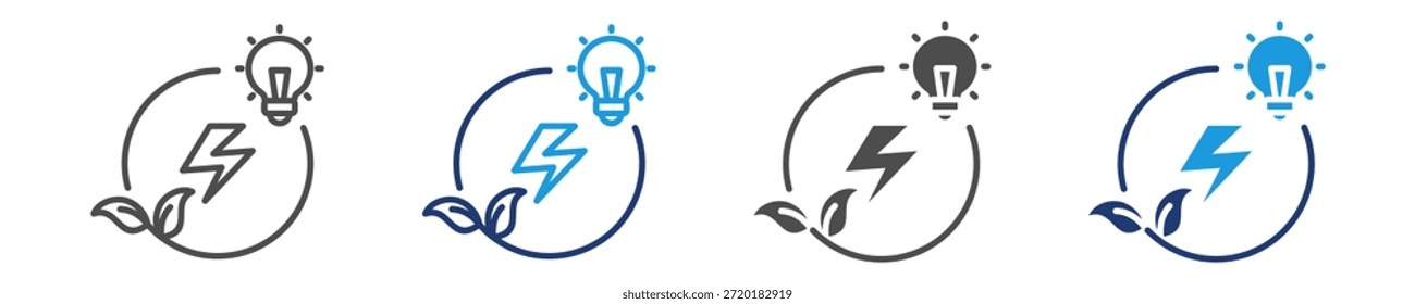 Conjunto de iconos de energía renovable Estilo múltiple