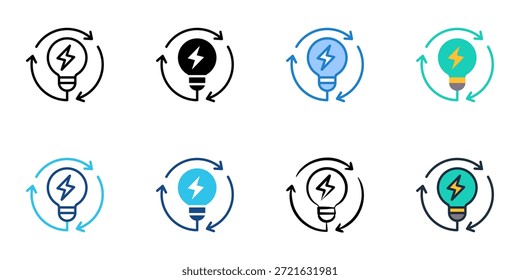 Renewable energy icon set multiple style collection. Editable stroke 
