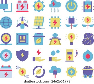 Renewable energy icon set vector illustration stock