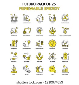 Renewable Energy Icon Set. Yellow Futuro Latest Design icon Pack