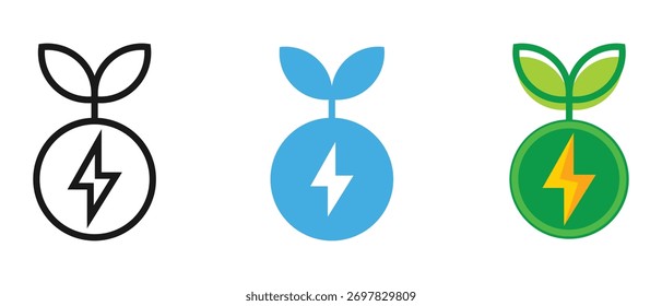 renewable energy icon, simple logo style, outline, solid and colored.