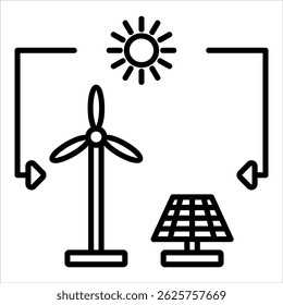 Renewable Energy Icon. Simple Vector Outline Illustration