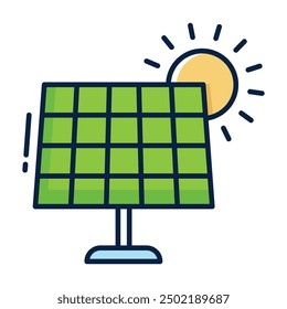 Renewable Energy Icon: Solar Power, Clean Energy, Sustainable Electricity, Green Technology, Eco-Friendly Power