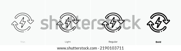 renewable energy icon. Thin, Light\
Regular And Bold style design isolated on white\
background